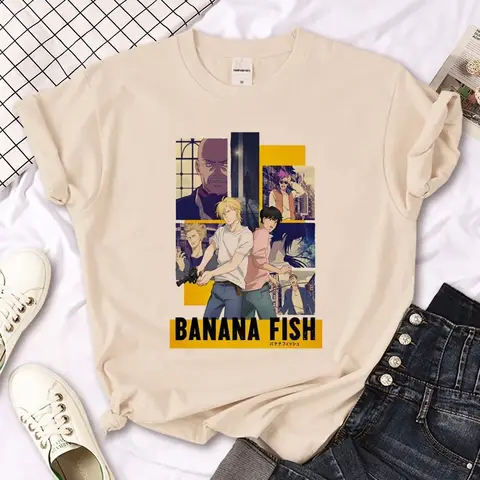 바나나 피쉬 Tshirt 여성 여름 streetwear 일본 탑 소녀 하라주쿠 의류 패션 캐주얼 그래픽 의류 반팔 Best5