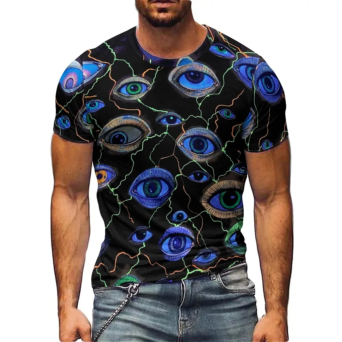 

T-Shirt Designer's New Cyberpunk Men's 3D Printed Short-Sleeve T-Shirt - Couples' Outfit Top