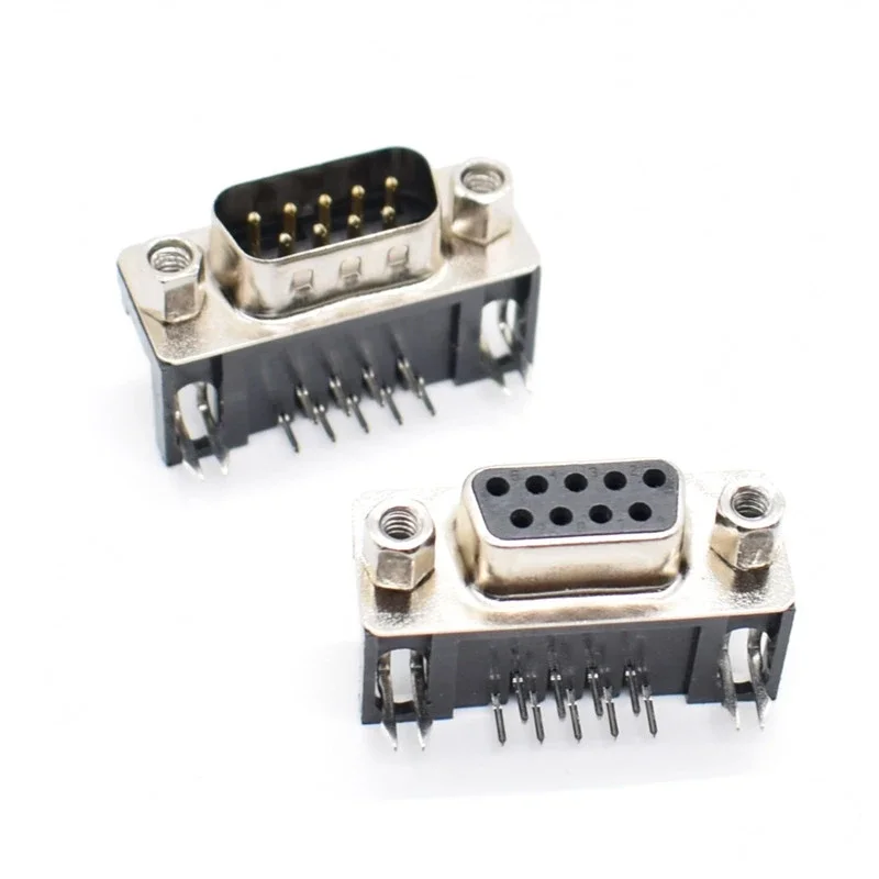 10PCS DB9 Female Male PCB Mount D-Sub 9 pin PCB Connector RS232 Connector 90-degree bent needle DR9