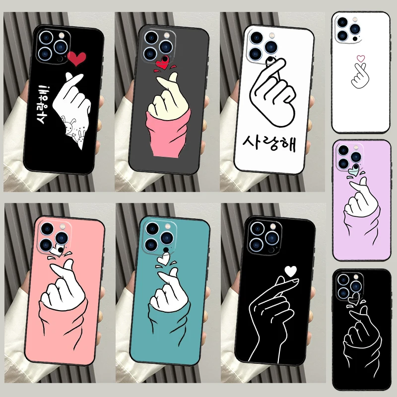 Korean Finger Heart Love Case For Samsung Galaxy A55 A35 A15 A34 A54 A16 A26 A36 A56 A52 A12 A32 A13 A33 A53 A17 A57