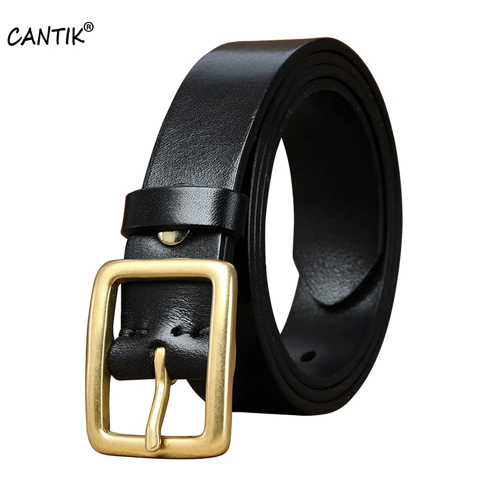 CANTIK Top Quality Pure Cow Genuine Leather Belts Brass Buckle Belt for Women 2.8cm Wide