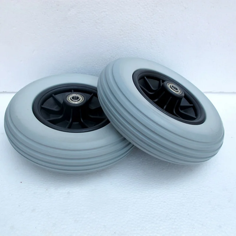 Wheelchair Caster/Wheels Assembly (Pair) 7 Inch Solid Tire Wheel, Front Wheel Replacement for Electric Wheelchairs