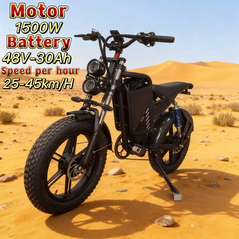 

Black Knight K15 Snowmobile Off-Road Vehicle 20-Inch Wide Tire Dual Shock Absorption 1500W Motor 48V 30AH Long Life Battery Bike