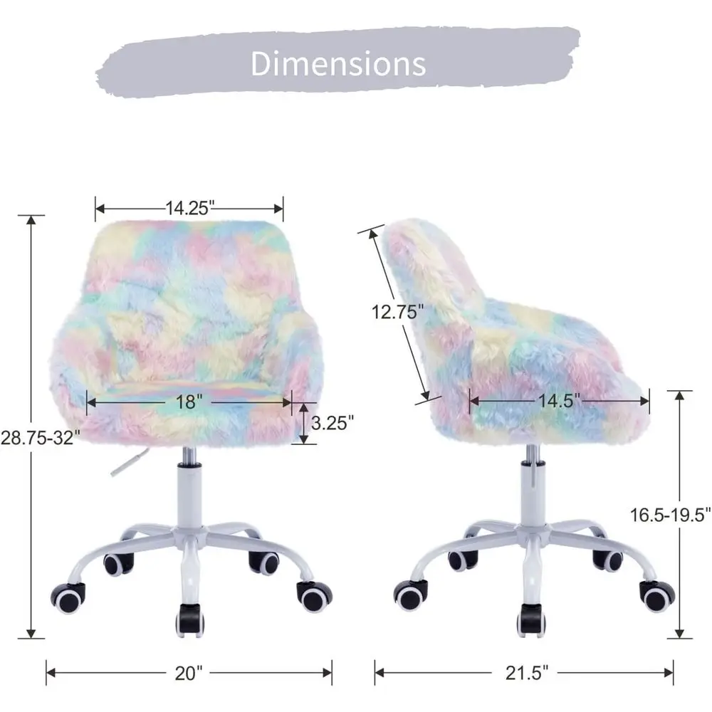 Swivel Kids Chair with Wheels, Adjustable Kid Desk Chair with Arms, Cute aux ur Kids Study Chairs or Boys and Girls, Rainbow Col view 2