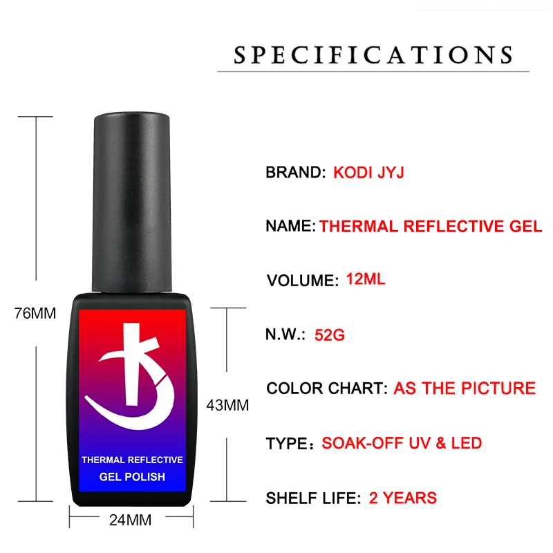 KODI JYJ Thermal Reflective Diamond Gel Nail Polish 12ml Semi-permanent uv Varnish Nail Glitter Temperature Gellac Color Fashion