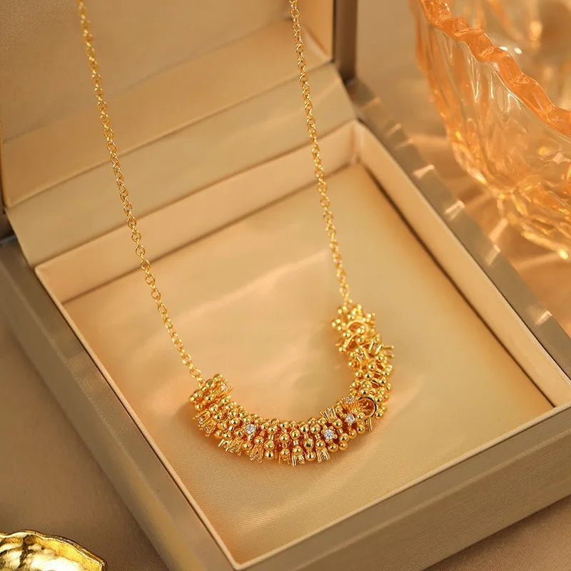 

Популярное французское колье с цирконом в форме колосьев пшеницы, женское модное элегантное ожерелье, нишевый дизайн, легкий люкс, универсальный аксессуар