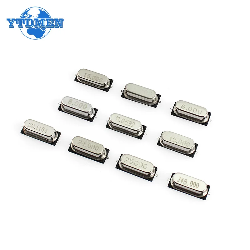 10Values*10pcs=100pcs Quartz Resonator SMD Crystal Oscillator Kit 4MHz 6MHz 8MHz 12MHz 16MHz 24MHz 25MHz 48MHz HC-49S Oscillator