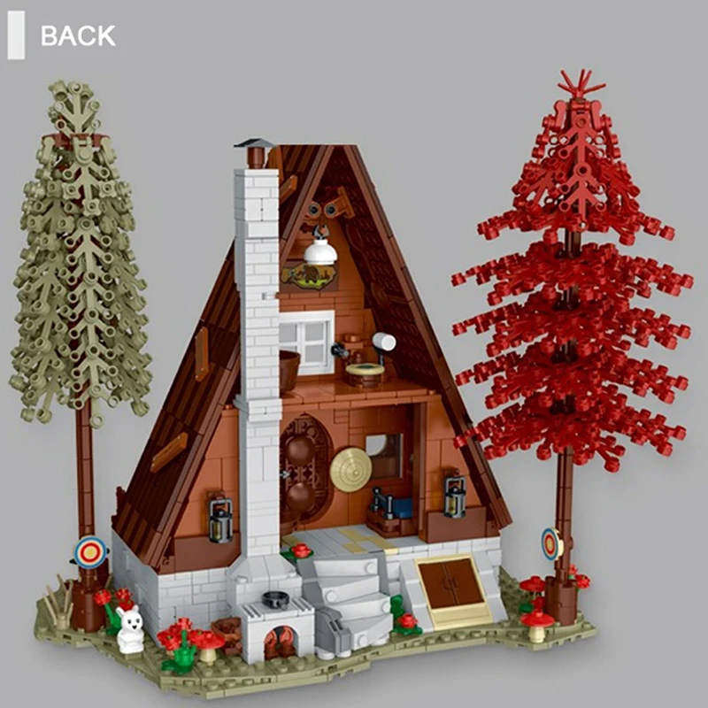 2023 NEW A-Frame Cabin Forest Wooden House Building Block Treehouse With Lighting City Street View MOC Bricks Toys For Kids Gift