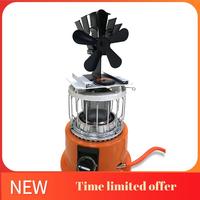 Wood Stove Fan 5-Blade Heat Powered Stove Fan +Thermometer For Wood/Log Burners/Fireplaces/Heaters