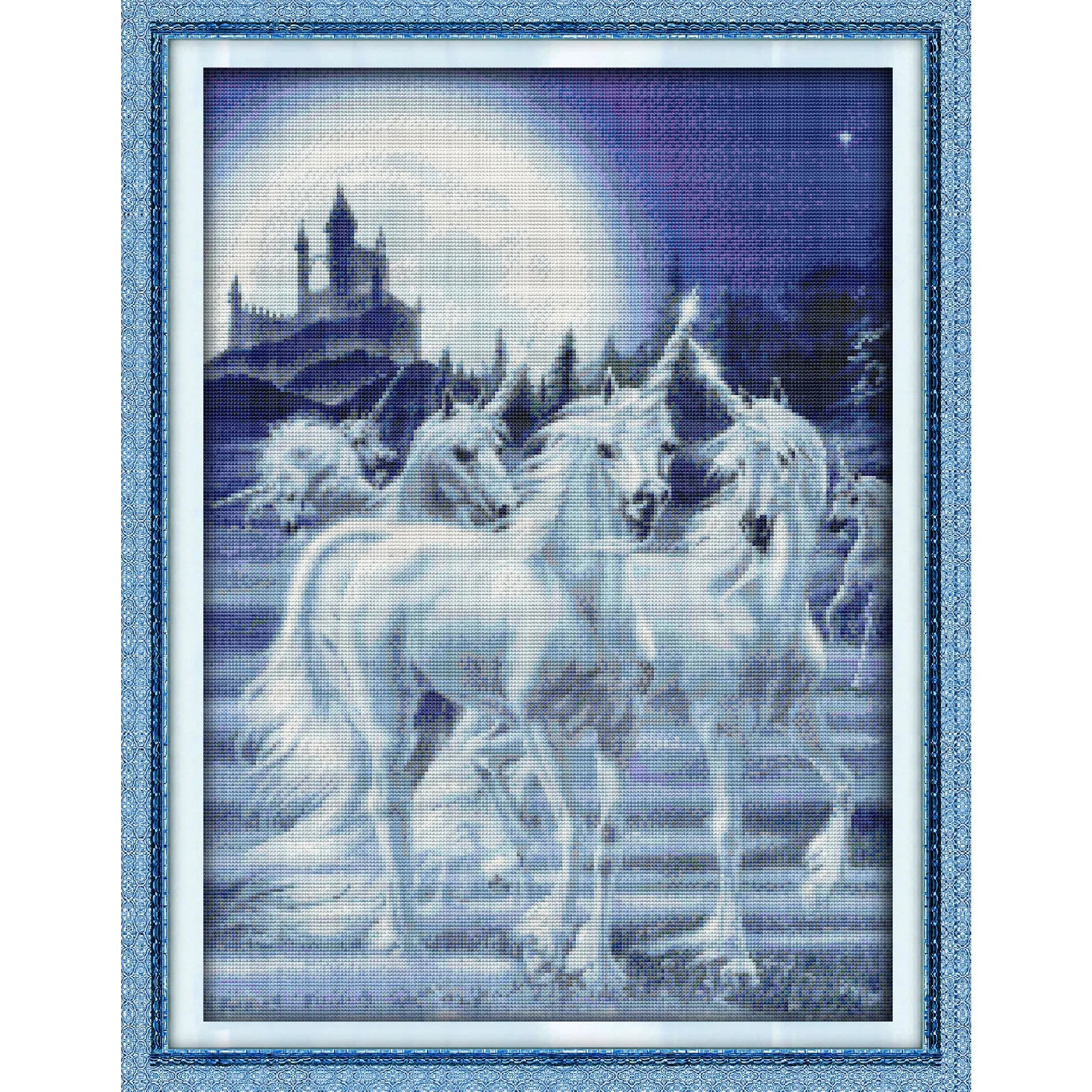 

Soulgift News Pre-Printed Cross Stitch Kit, Stamped Aida Fabric with DMC Threads, Embroidery Kit - Unicorn