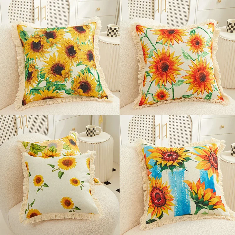 

45X45CM Linen Printing Office Cushion Pillowcase Car Cushion Cover Lumbar Pillowcase Sofa Pillowcase Throw Pillows