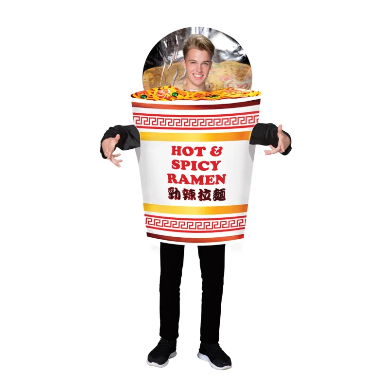 للجنسين الطفل الساخن والتوابل رامين زي الكبار المعكرونة الصينية الزي ل حفلة تنكرية الكرة فستان بتصميم حالم هالوين زي OA970