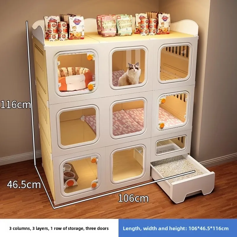 

Cat Cage Indoor Cat House with Litter Box 4 Seasons Pet Villa Free Space Home Use