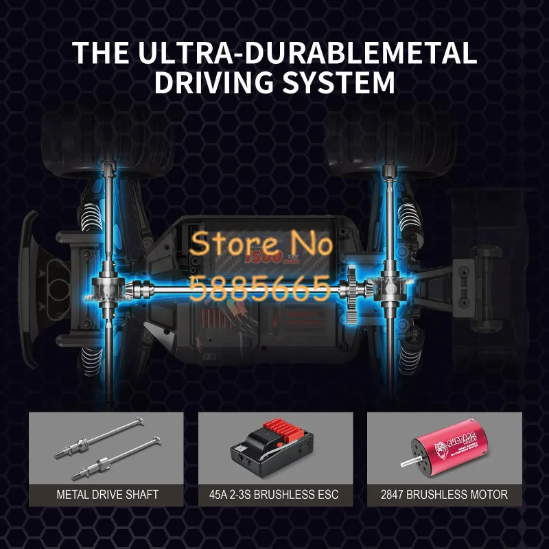 Professional 1:16 Full Scale 80KM/H Brushless Electric RC Car Truck Model 4WD Metal Transmission Off Road Remote Control Truck