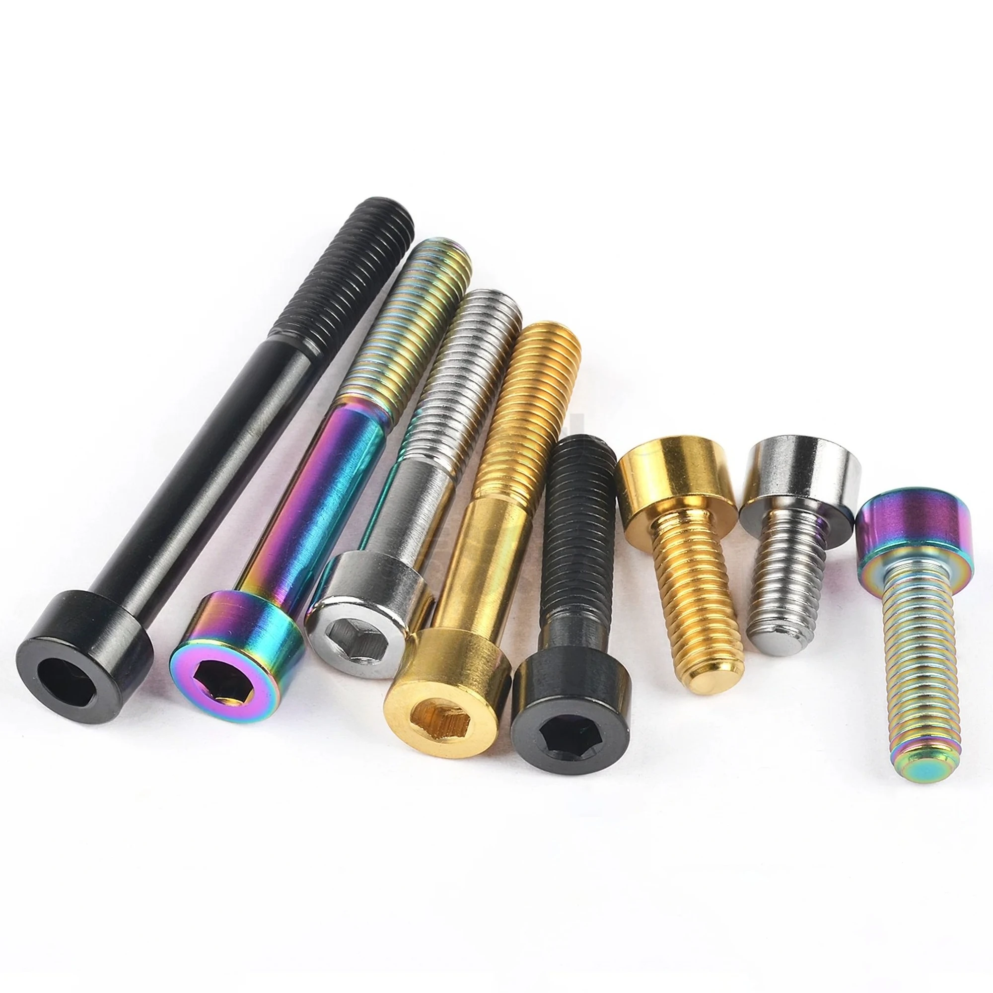 Baut Titanium M7/M8x15 20 25 30 32 35 40 43 45 50 60 70mm Kepala Kunci Allen Sekrup Ti untuk Sepeda Motor Mobil