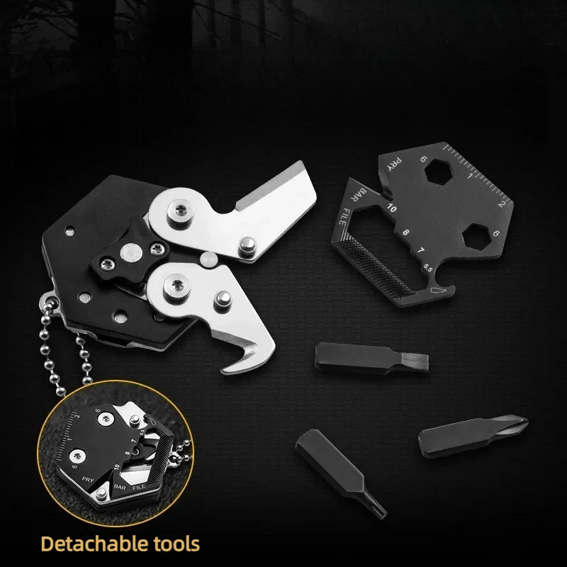Multifunctional Detachable Pocket Knife Portable EDC Tool with Replaceable Bits for Outdoor Survival Camping Daily Use