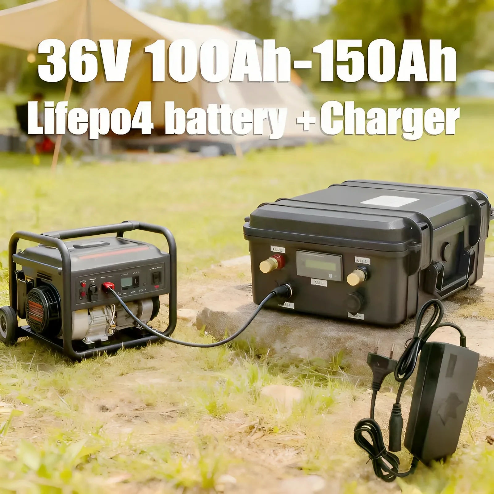 36V High-Load LiFePO4 Battery (120Ah/150Ah) – Bluetooth-Connected BMS | 4000W Max Power for Construction Heavy-Duty Cargo Carri