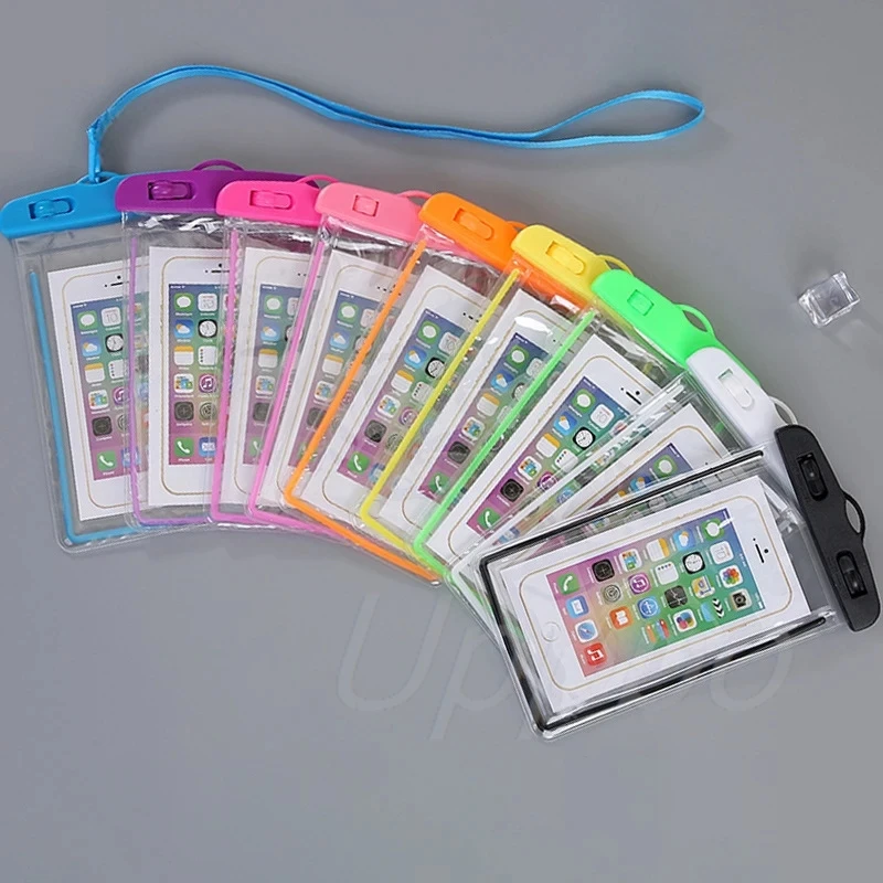 Fluorescent Night Glow Waterproof Phone Pouch Neck Hanging Touchscreen Case for iPhone Samsung Xiaomi Outdoor Diving Swimming