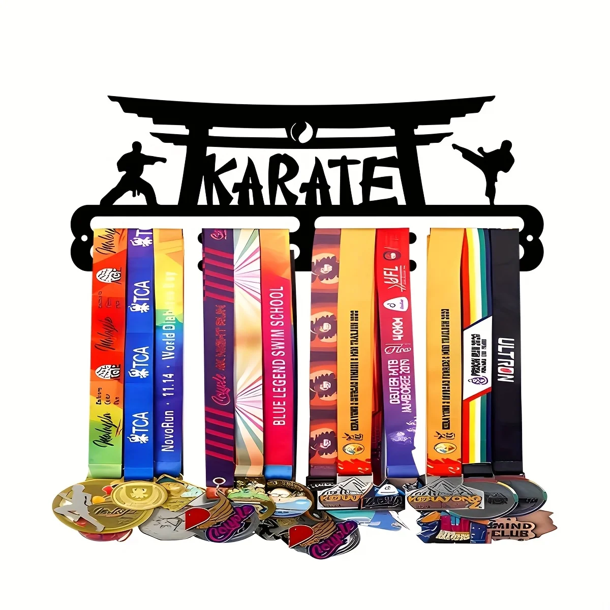 1pc Metal Karate Medal Hanger, Metal Karate Medal Display Rack, Hanging Medals with Clothespins, Living Room Bedroom Statue