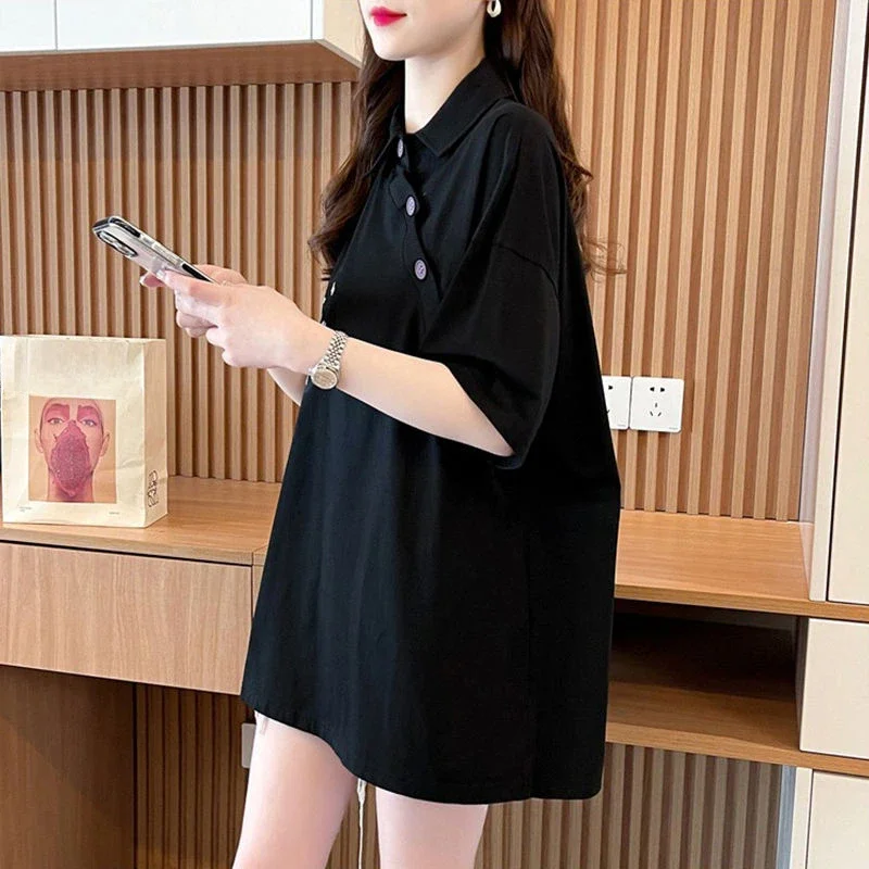 تي شيرت صيفي برقبة بولو للنساء تي شيرت نسائي جرافيك ملابس على الطراز الكوري ملابس شبابية جميلة أصلية