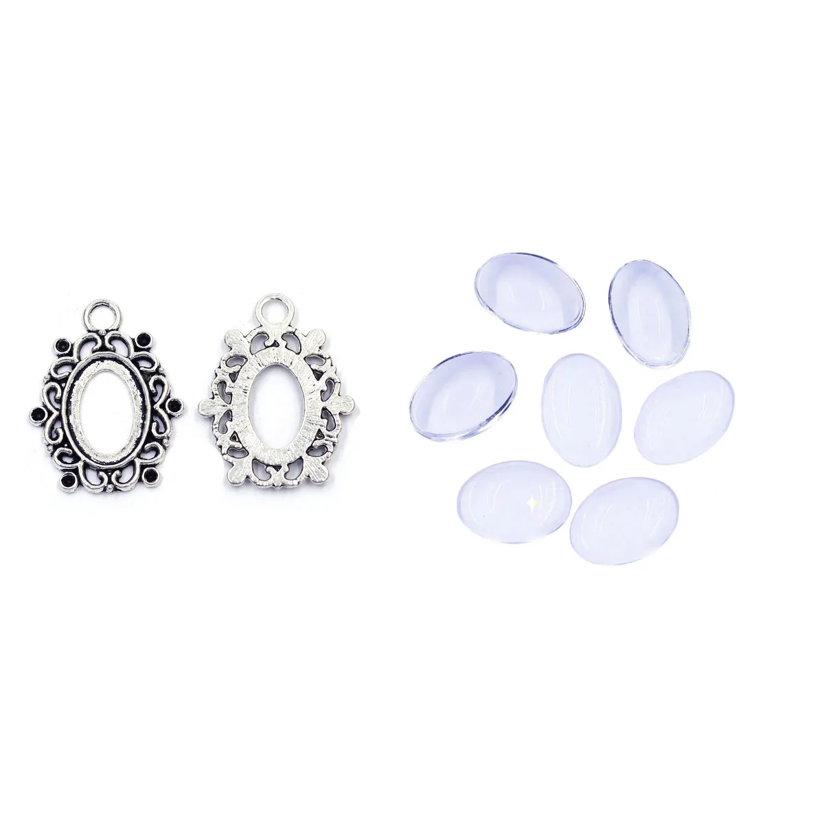 

50 комплектов овальных основ для подвесок 33x26 мм с кабошонами 13x18 мм, набор материалов для рукоделия и сувениров, сделанных своими руками
