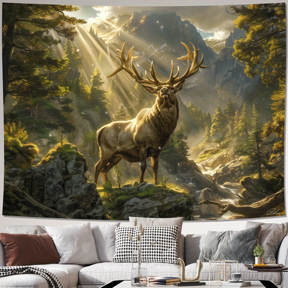 Ultra Large Forest Tapestry Wall Hanging Majestic Stag Wildlife Mural Nature Art Decor Living Room Fantasy Woodland Animal