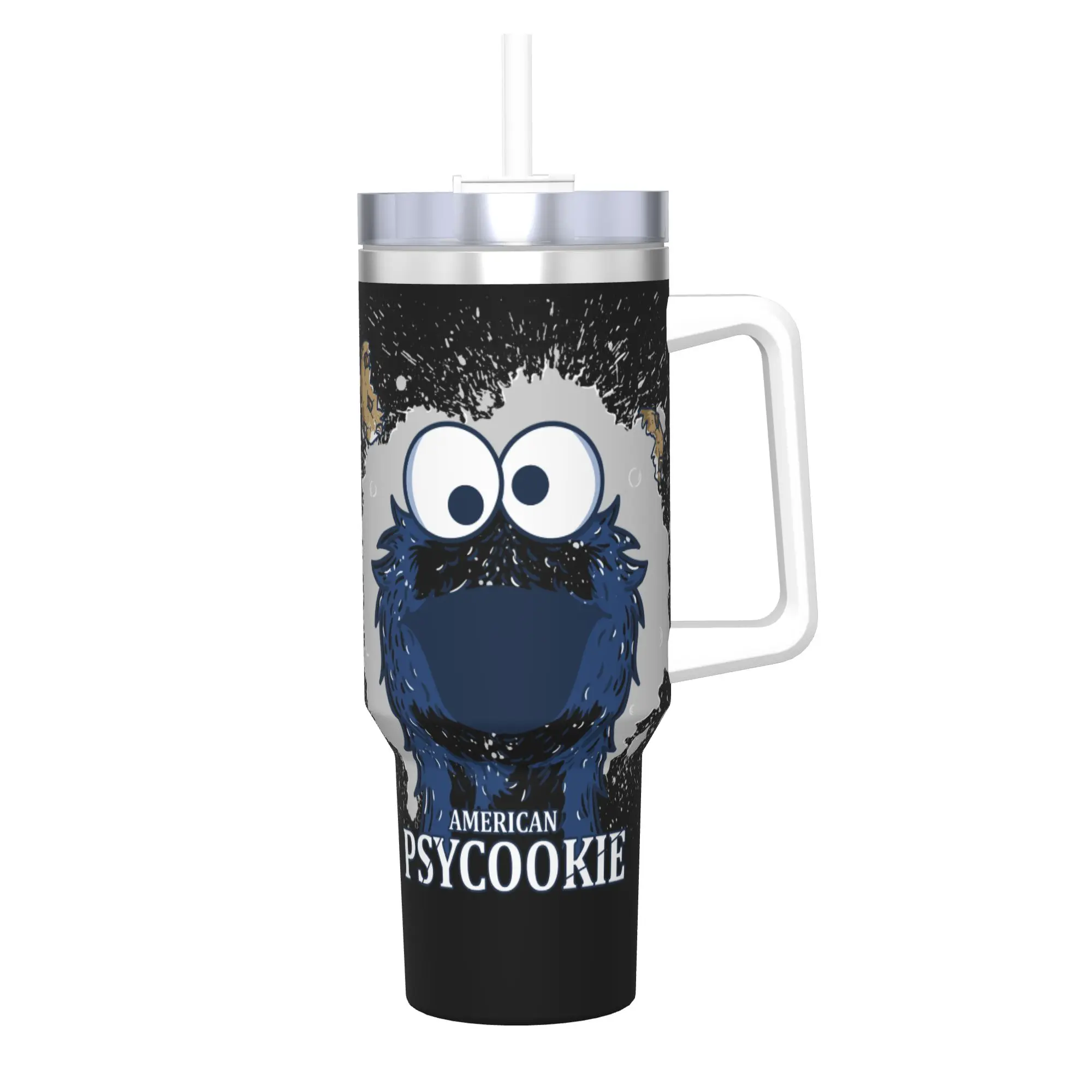 Stainless Steel Tumbler Cookie Monster American Psycookie Coffee Mug  Portable Cold and Hot Mugs Cup Travel Water Bottle
