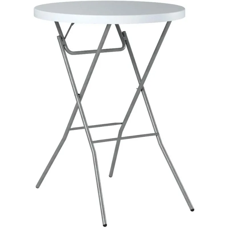 32in Bar Height Folding Table,  Events w/Thick Table Top, Metal Frame, Locking Legs, 330lb Weight Capacity - White