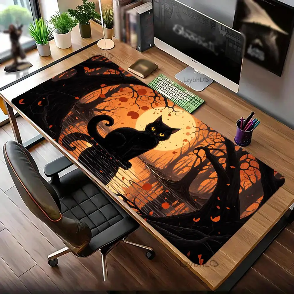 لطيف القط الأسود ماوس الوسادة Esports مكتب مكتب للحاسوب شخصي حصيرة لعبة الملحقات لوحة الماوس XXL المطاط المضادة للانزلاق HD الألعاب مكتب طويل حصيرة