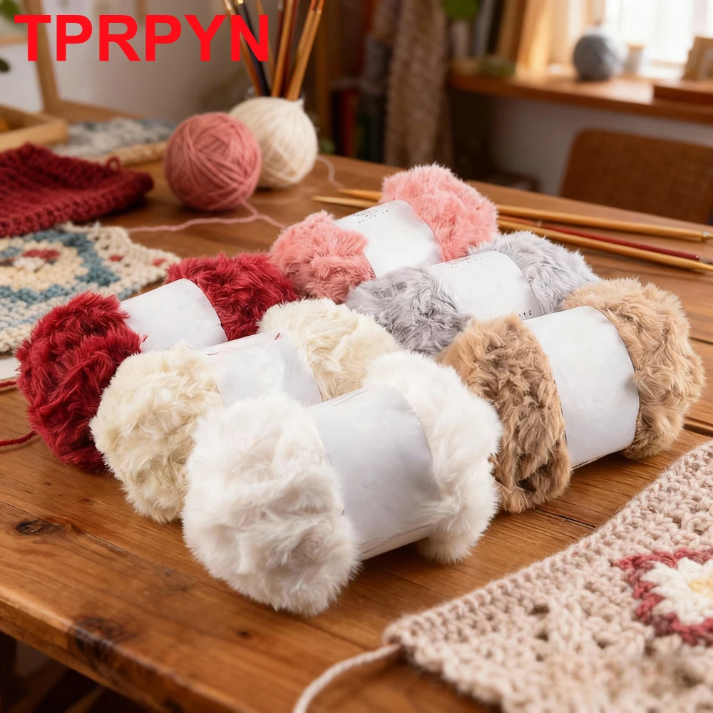 1 Stück 100 g super klobiges Fellgarn zum Handstricken, flauschig, weich, warm, Häkellinie zum Stricken von Pullovern, Manteln, Schals, Mützen, langen Plüschfäden – Detail 12