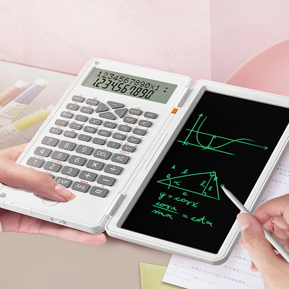 ABS 240 Arithmetic Functions Digital Calculator Portable LCD Screen Writing Tablet Folding Scientific Calculator Office Supplies