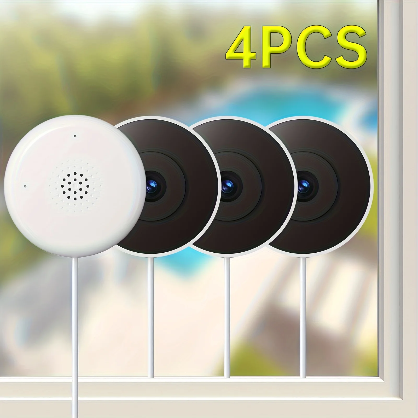 

4PCS Window Camera, 2K 2.4G WIFI Indoor Cameras for Home Security with Starlight Night Vision, AI Smart Detection, 911 Emergency