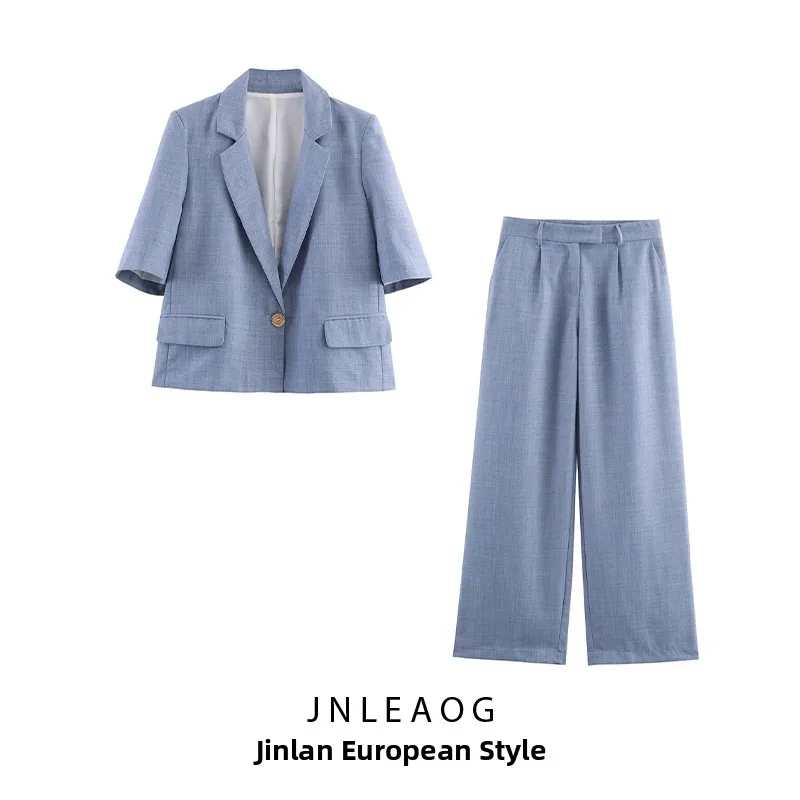 

JNLEAOG Faionable ort Sve Костюм Jaet и плиссированные прямые брюки Женская осенняя коллекция Китайский производитель