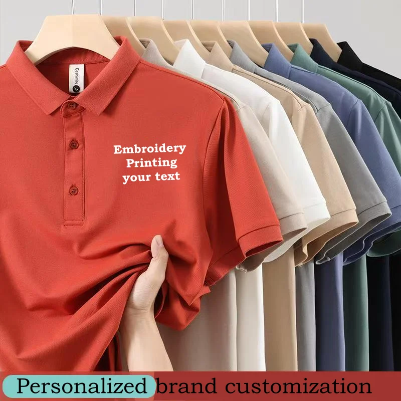 1 PC Personalized brand custom Men And Women Polo Shirts Personal Group Company Lapel Short Sleeve Work Clothes Tops Embroidery