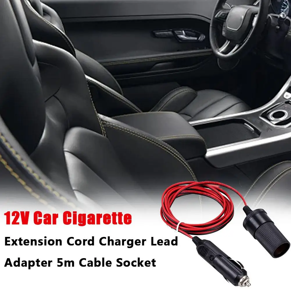 12V 5M Car Cigarette Lighter Extension Cable With LED Female Extension Plug Indicator Cable Lighter Waterproof Adapter Ciga Z0O6