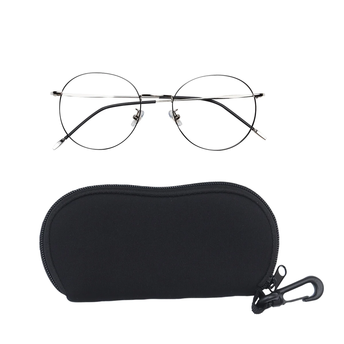 

2pcs Eyeglasses Pouch Set Black Durable Compact Sunglasses Case Eyewear Holder Jewelry Storage Travel Portable Scratch Proof