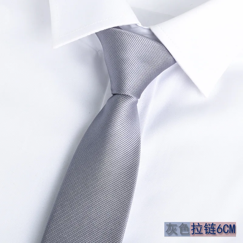 1200 Needles Gray Zipper Tie Ties Retro Silky Slim Necktie Korean Style Simple Elegant All-match Trendy