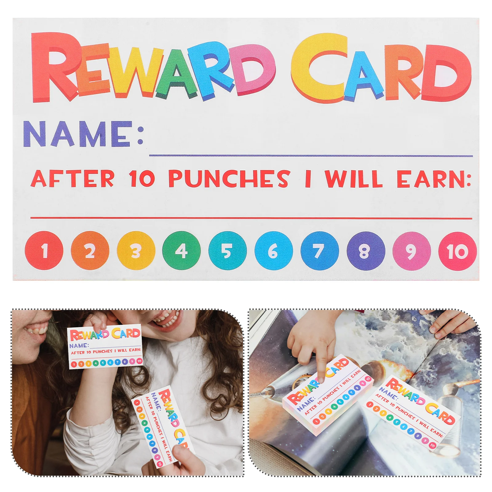 

300 Pcs Children's Punch Cards Convenient Reward Multifunctional Small for Kids Paper Cartoon