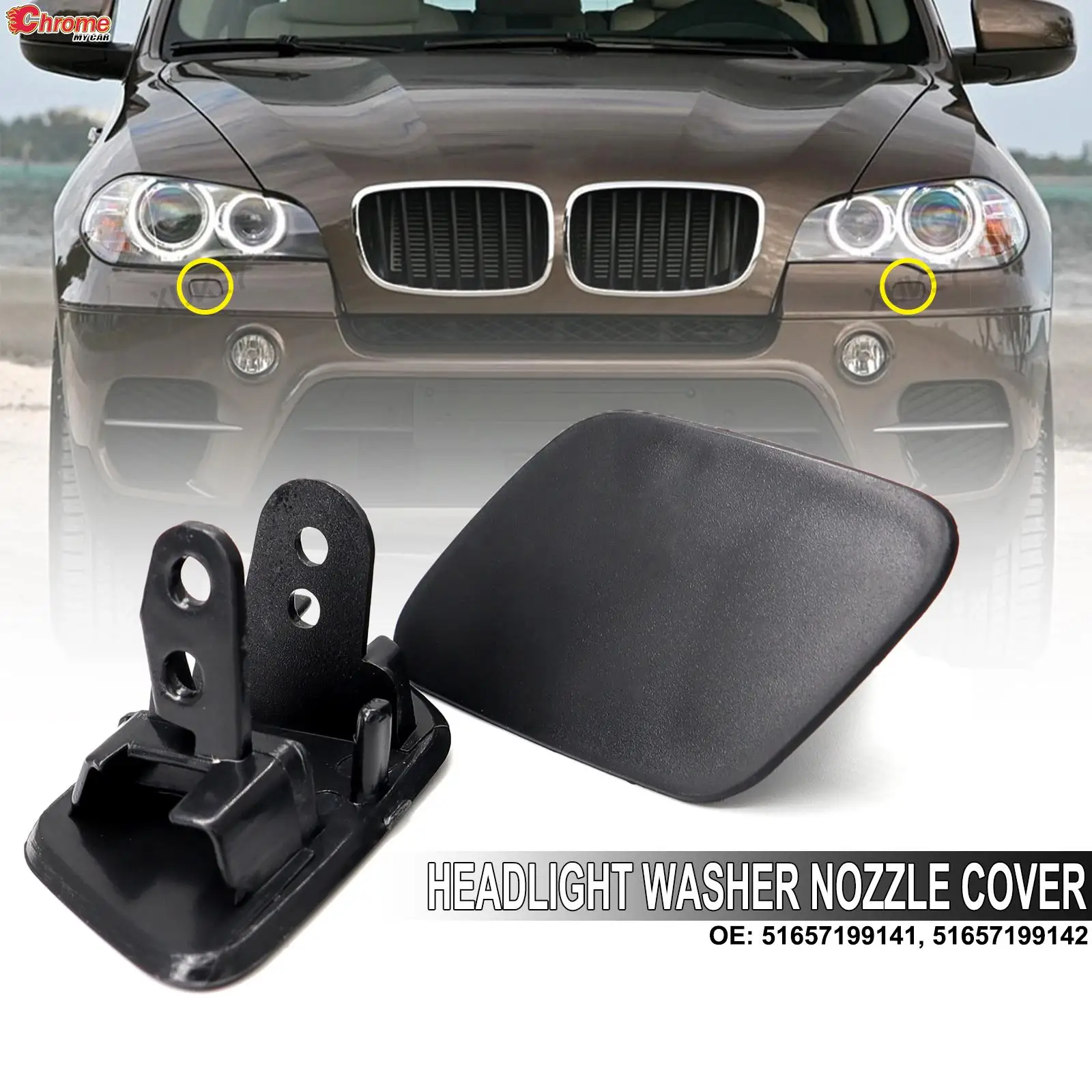 For BMW X5 E70 2007-2012 2013 Headlight Washer Nozzle Cover 51657199141 51657199142 Right Left Front Bumper Headlamp Cleaner Cap