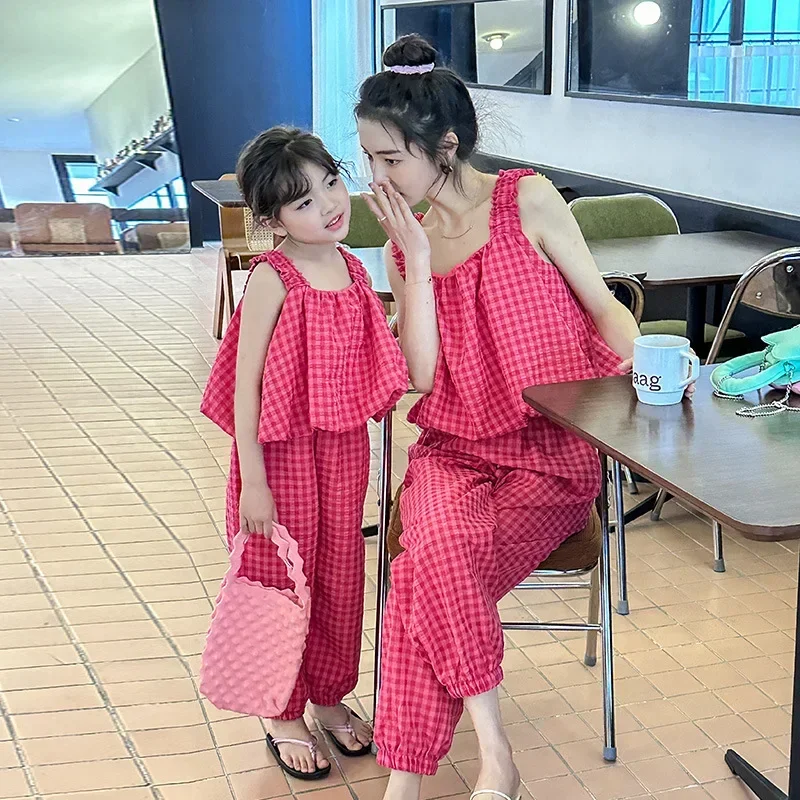 

Mother and Daughter Clothes Set Mommy and Me Matching 2 Piece Sets Women Vacation Outfits 2023 Summer Baby Girls Clothing Suit