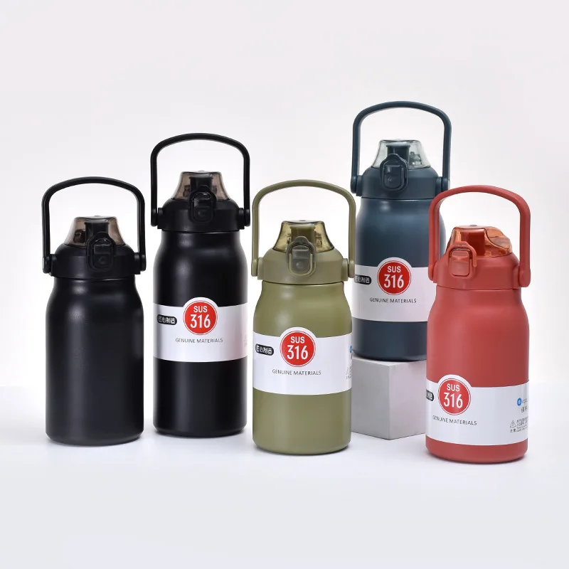 

316 stainless steel handle insulated cup outdoor large capacity sports water bottle portable bouncing cover space kettle