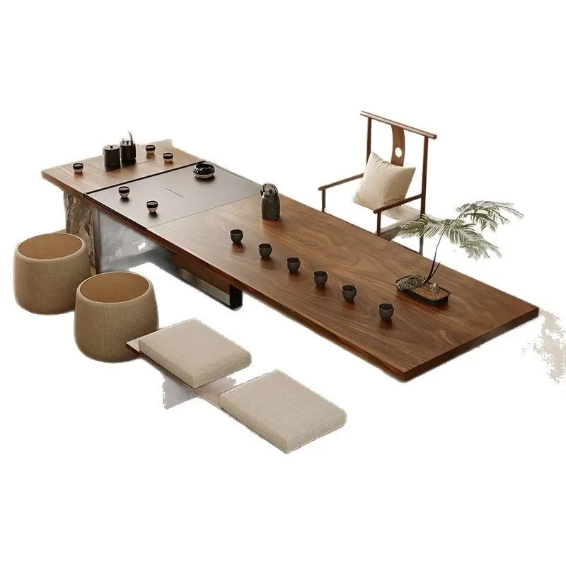 

North American black walnut large board tea table reception office home tea table light luxury modern high sense