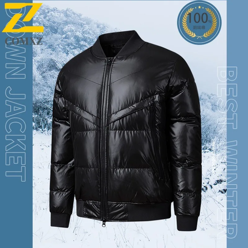 

COMXZ 2025 Мужская зимняя утолщенная куртка-пуховик с воротником-стойкой, однотонная повседневная тактическая куртка премиум-класса в американском стиле с хлопковой подкладкой