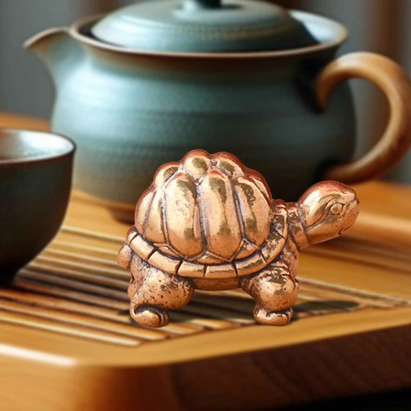 Brass Turtle Statue Tea Pet Figurine Tea Pet Miniature for Home Office Decor