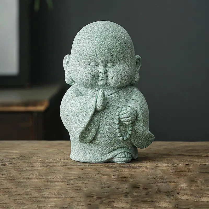 3D Silicone Mold Little Monk Shape DIY Cement Concrete Ornaments Buddha Statue Mold Home Decoration