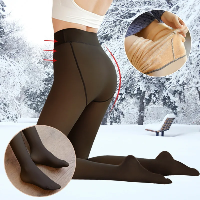 Women's Socks Pants Stewardesses Thickened and Plush Leggings One Piece Trousers Socks Flesh Piercing One-piece Socks Pantyhose