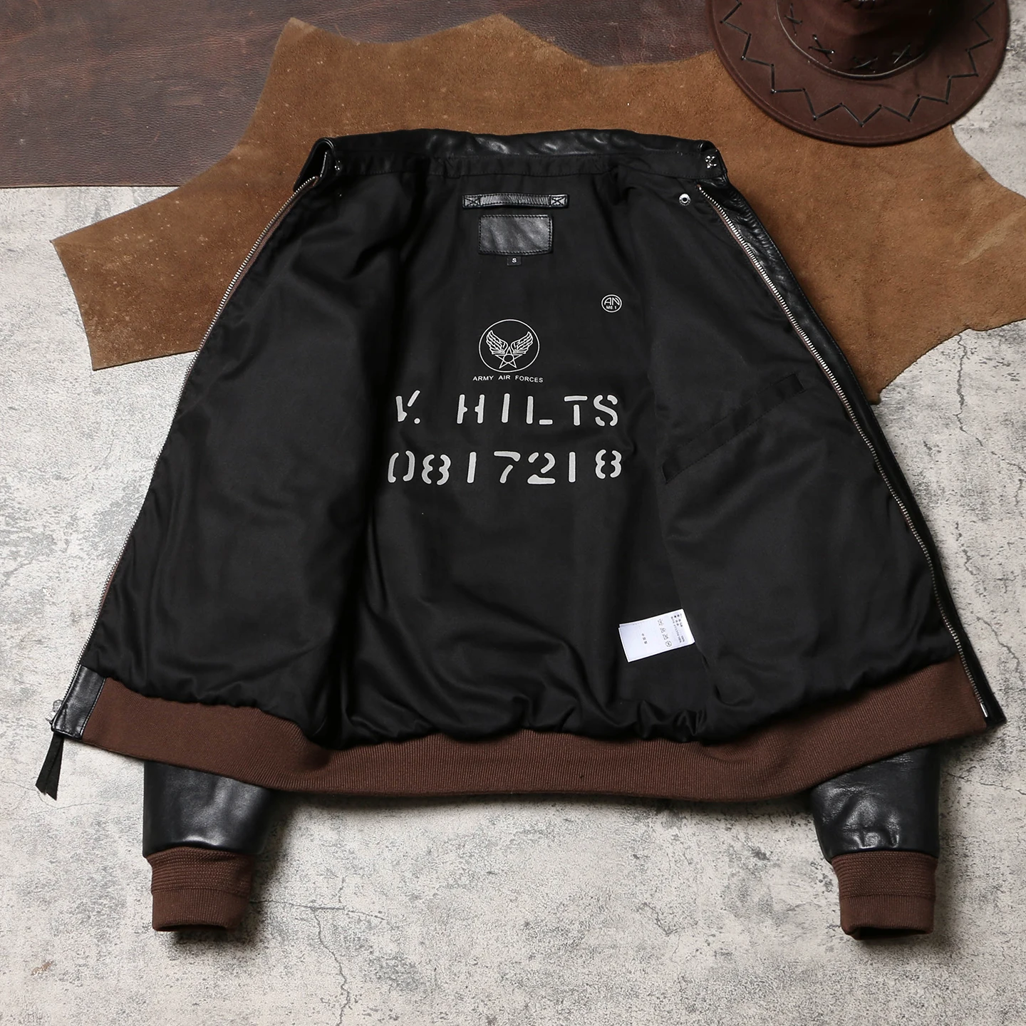 سترة طيار من الجلد الطبيعي للرجال من Tailor Brando McQu*en's Escape A2 مصنوعة من الحبوب الكاملة المشمعة المدبوغة