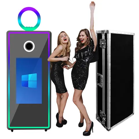 Hot Sale Magic Mirror Photo Booth with 32 inch Touch Party Wedding Selfie Magic Mirror Photobooth Portable Selfie Photobooth