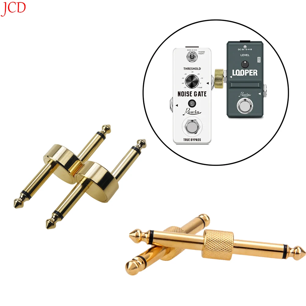 1 Piece 6.35mm Z-shaped golden guitar effect pedal jack connector plug metal welding connector crank jumper patch