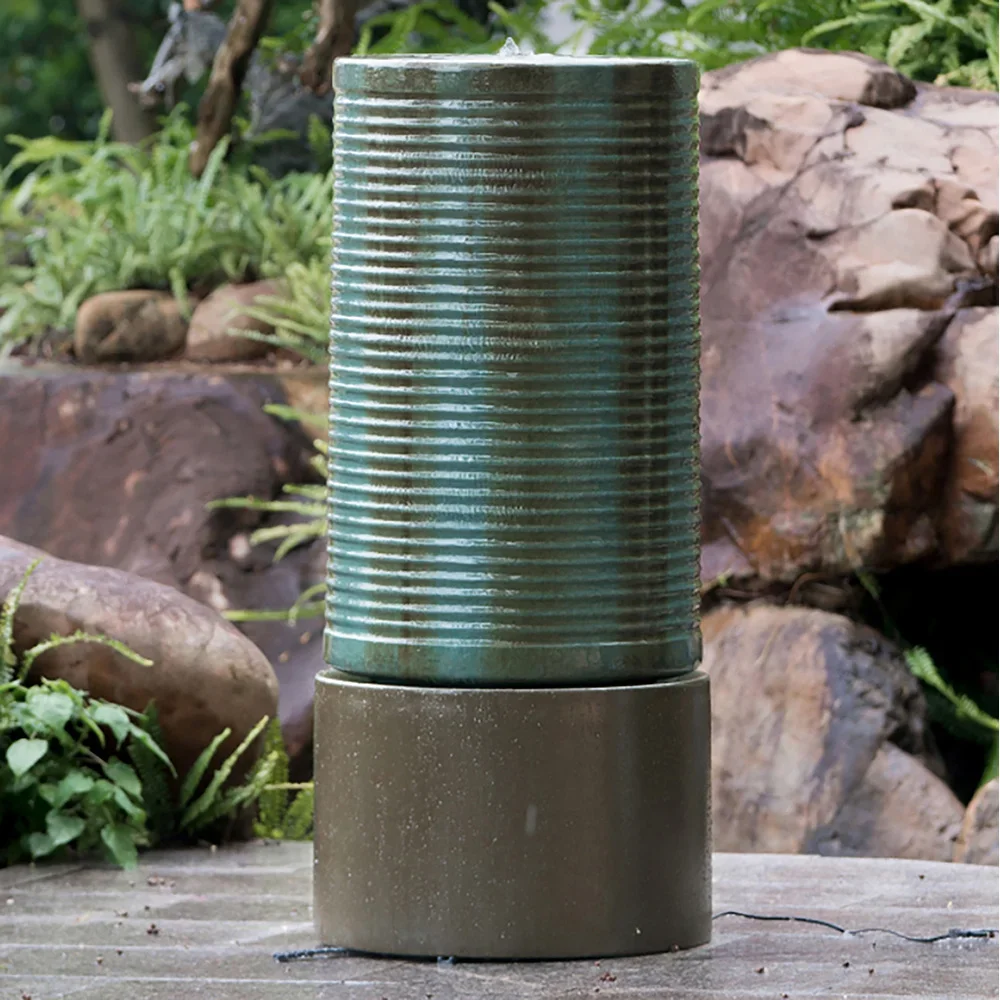 Concrete cylinder outdoor bird bath fountain garden decoration